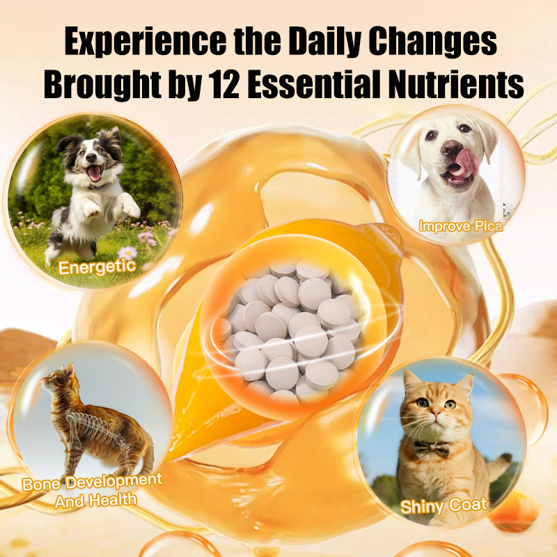 Pet Supplement: Egg Yolk Multivitamin Tablets for Dogs & Cats, Helps Reduce Shedding, Beautify Coat & Boost Immunity – 200 Tablets